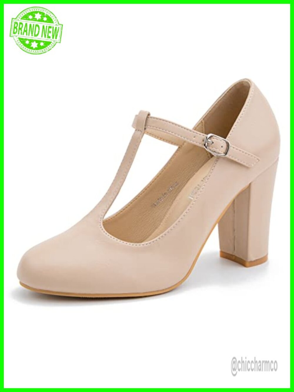 Womens Mary Jane Pumps Chunky Heel Vintage Style 3.54 Inch Round Toe Dress Shoes